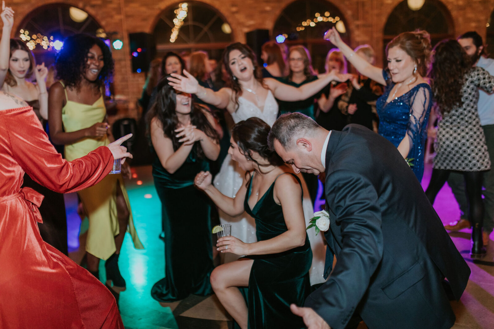 Wedding DJ from Milwaukee with guests dancing on the dance floor