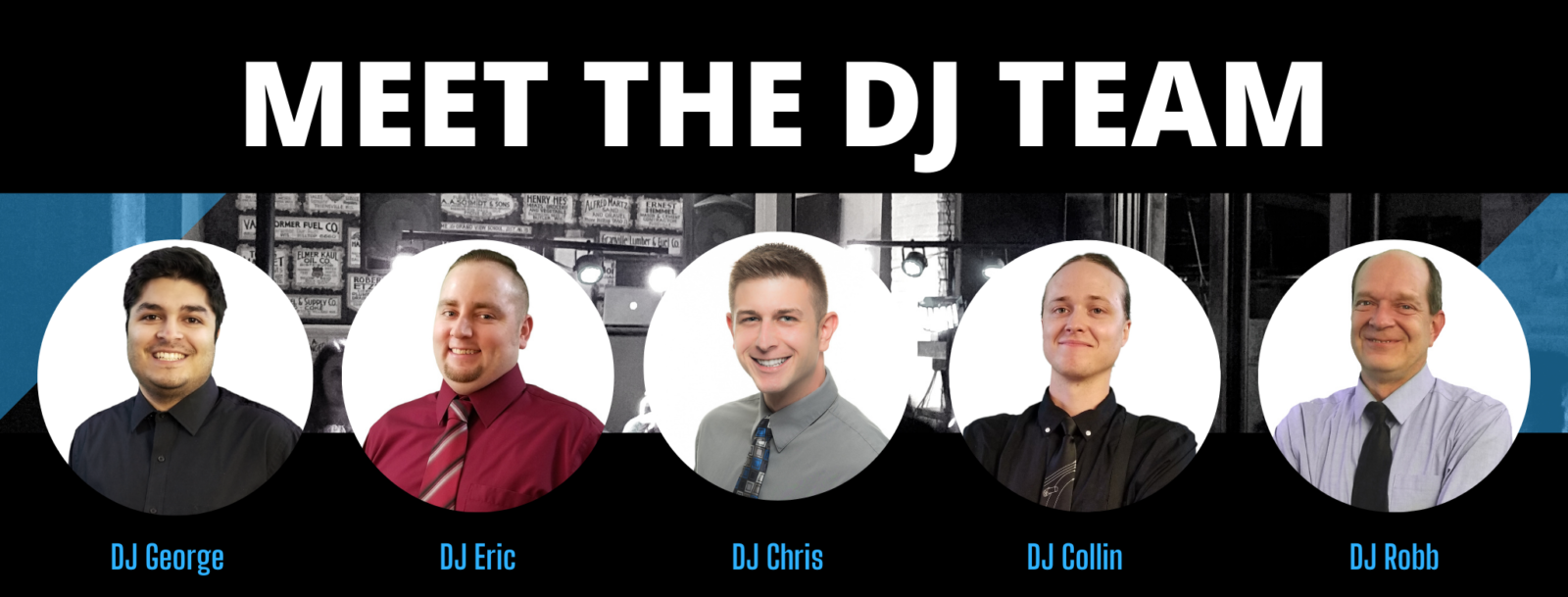 Meet the Wedding DJ's at MUP DJ's (Milwaukee Underground Productions) DJ Eric, DJ George, DJ Chris, DJ Collin, DJ Robb